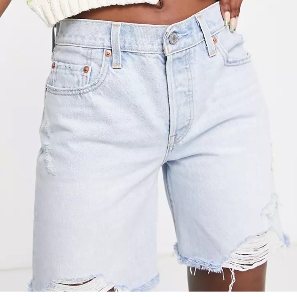 Levi's Light Wash Distressed Jean Shorts